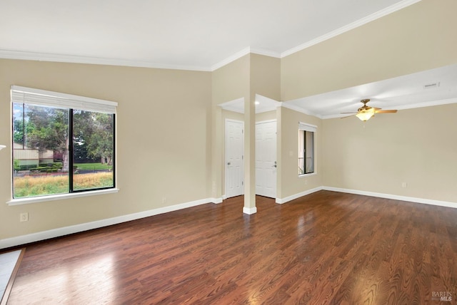 interior space with baseboards and ornamental molding