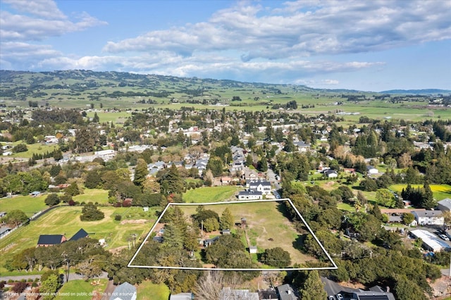 drone / aerial view with a mountain view