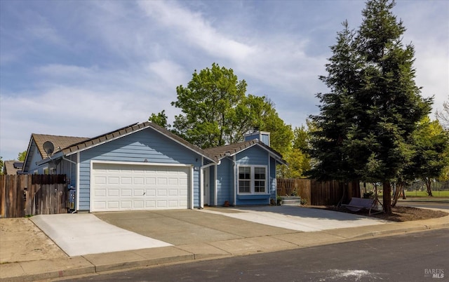 1880 Quail Meadows Cir, Vacaville, CA 95687 - ranch-style home featuring a garage, concrete driveway, a chimney, and a tile roof