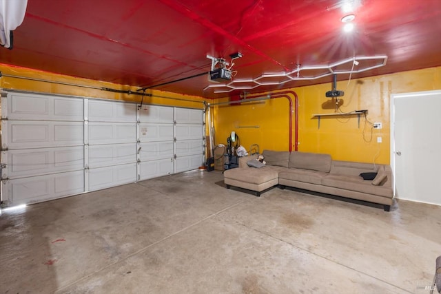 garage with a garage door opener
