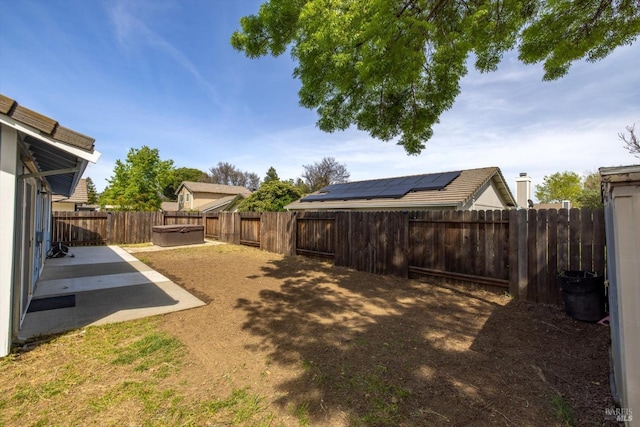 view of yard with a fenced backyard and a patio