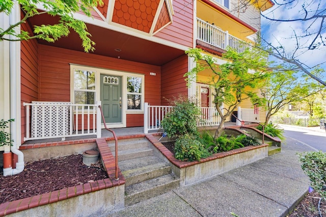 entrance to property with a porch