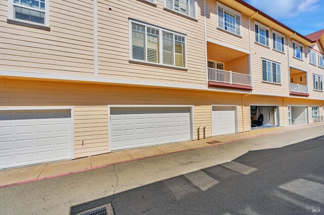 exterior space with a garage