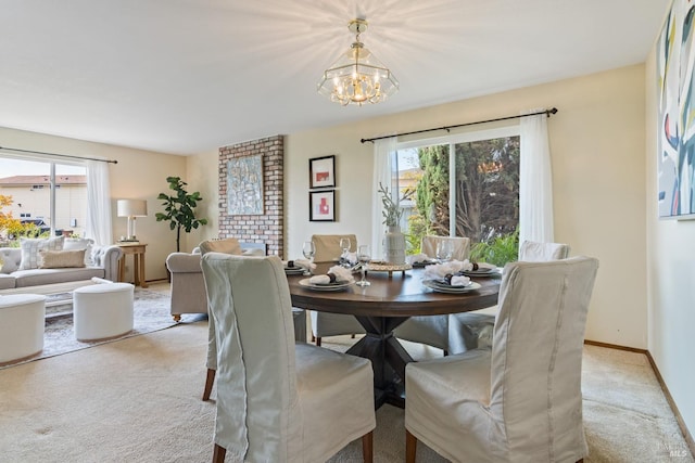 263 Carlisle Way, Benicia, CA 94510 - dining area featuring light colored carpet, a chandelier, and baseboards