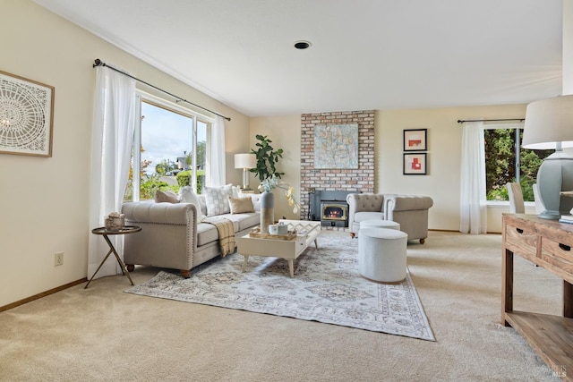 263 Carlisle Way, Benicia, CA 94510 - living room featuring light colored carpet, baseboards, and a fireplace