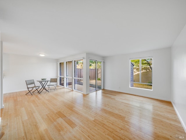 interior space featuring wood finished floors, baseboards, and a wealth of natural light