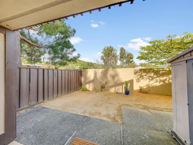 view of yard featuring a fenced backyard and a patio