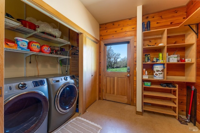 13679 Powerhouse Rd, Potter Valley, CA 95469 - laundry room with laundry area, washing machine and clothes dryer, and carpet