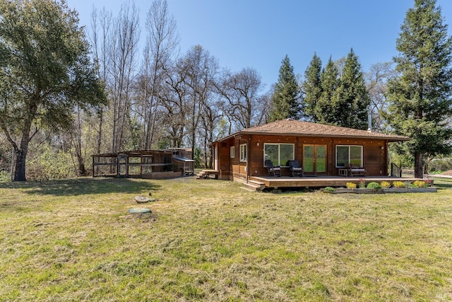 13679 Powerhouse Rd, Potter Valley, CA 95469 - exterior space featuring a yard and a wooden deck