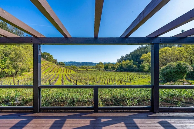 deck with a mountain view