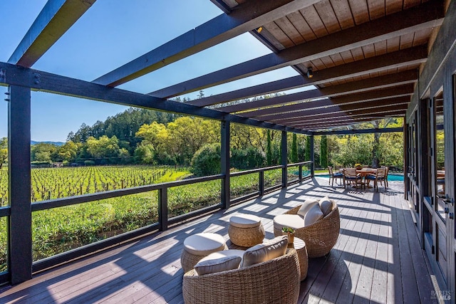 deck with outdoor dining space