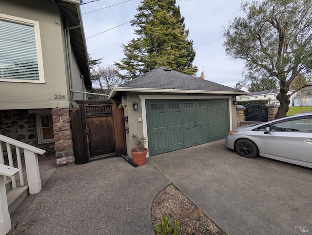 garage with a gate