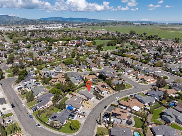 bird's eye view with a mountain view and a residential view