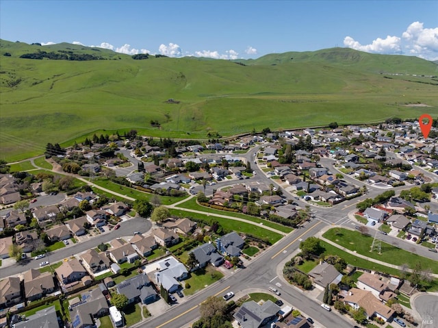 aerial view with a residential view and a mountain view