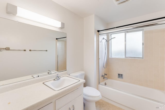 1740 Sereno Dr, Vallejo, CA 94589 - bathroom with toilet, vanity, shower / washtub combination, and visible vents