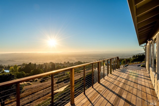 view of wooden balcony with a wooden deck