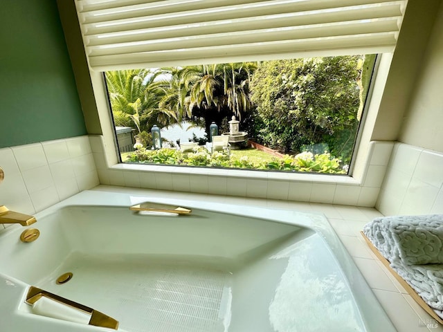 interior space featuring a garden tub