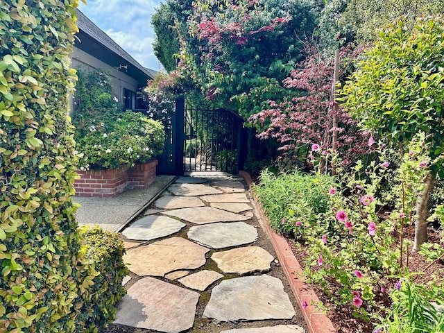 view of yard featuring a gate