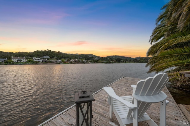 dock area featuring a water view