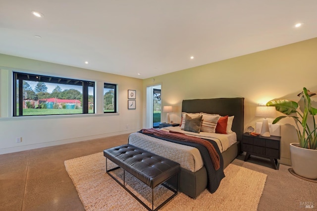 bedroom with baseboards and recessed lighting