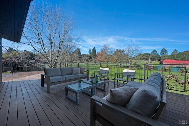 wooden deck with an outdoor hangout area