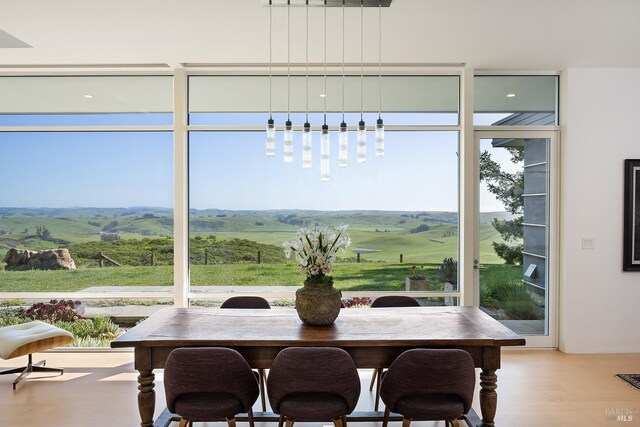 sunroom with a rural view