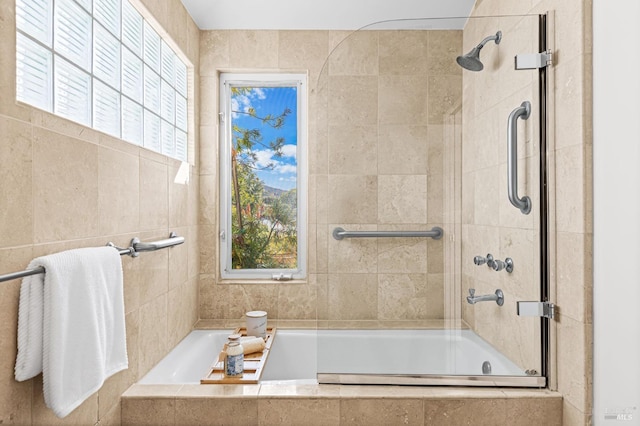 13 Leeward Rd, Belvedere, CA 94920 - full bath with tiled shower / bath and plenty of natural light