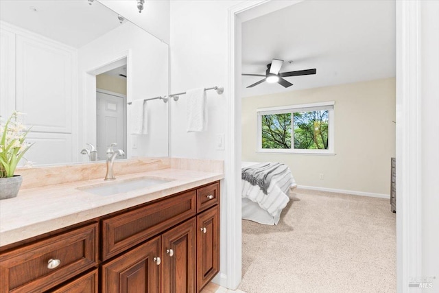 433 Tee Ct, Healdsburg, CA 95448 - bathroom featuring baseboards, a ceiling fan, and vanity