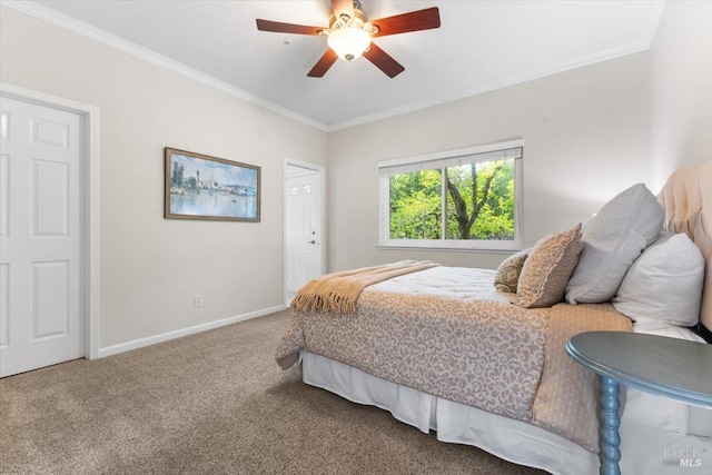 433 Tee Ct, Healdsburg, CA 95448 - carpeted bedroom featuring a ceiling fan, baseboards, and ornamental molding