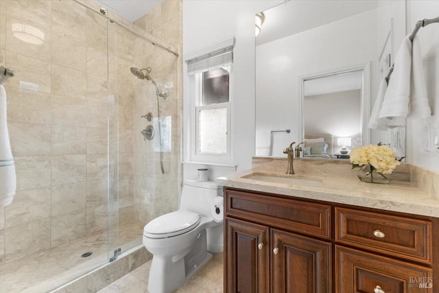 433 Tee Ct, Healdsburg, CA 95448 - bathroom with toilet, a shower stall, and vanity