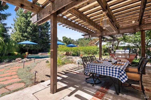 433 Tee Ct, Healdsburg, CA 95448 - view of patio / terrace with an outdoor pool, a grill, outdoor dining area, and a pergola