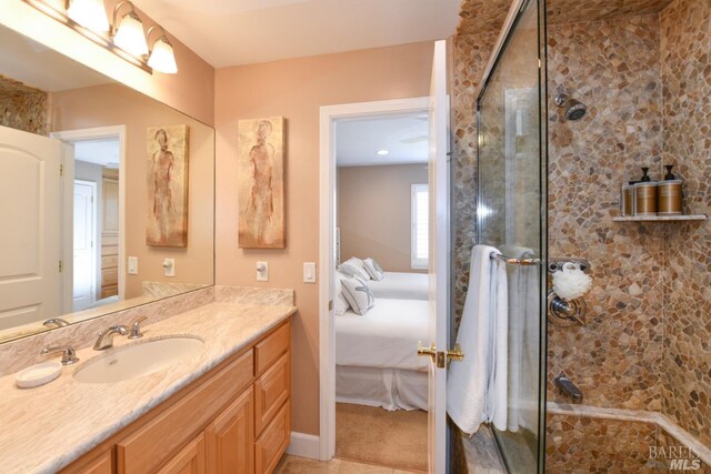 6600 Yount St Unit 40, Yountville, CA 94599 - full bath with a shower stall, vanity, and connected bathroom