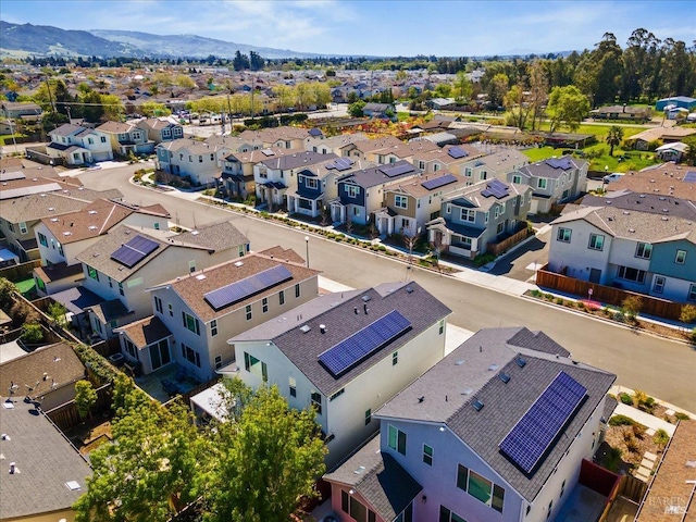 aerial view with a residential view and a mountain view