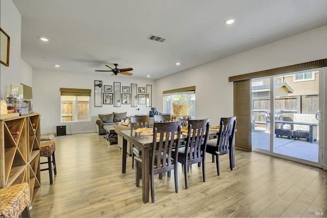 1090 Swarthmore Ct, Dixon, CA 95620 - dining space with light wood-type flooring, ceiling fan, and recessed lighting
