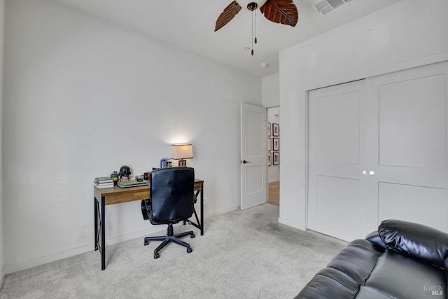 1090 Swarthmore Ct, Dixon, CA 95620 - office with a ceiling fan, carpet flooring, and baseboards