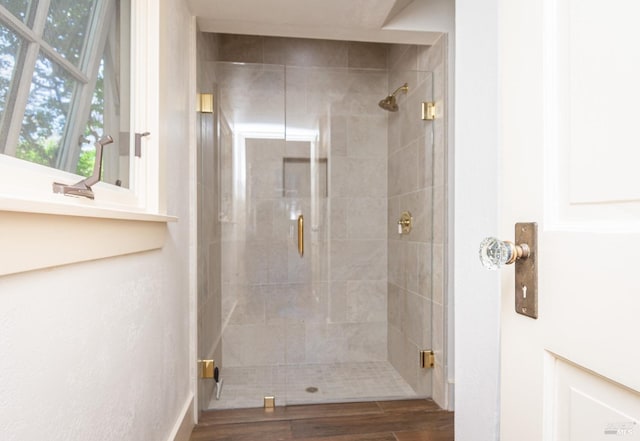 1436 Pine St, Napa, CA 94559 - full bath with a shower stall and wood finished floors