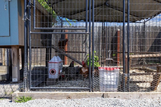 storage area with an exterior structure