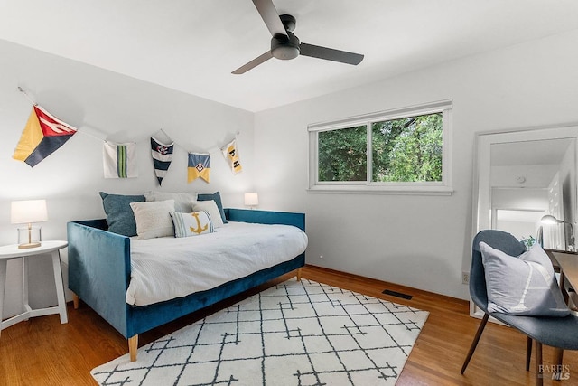 436 Calle De La Mesa, Novato, CA 94949 - bedroom featuring wood finished floors, a ceiling fan, and baseboards