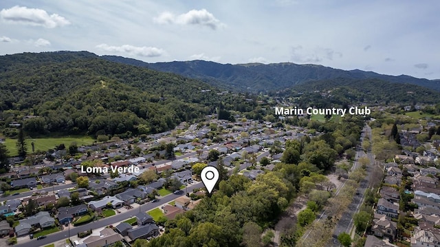 436 Calle De La Mesa, Novato, CA 94949 - aerial overview of property's location with mountains and nearby suburban area