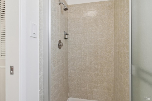 bathroom with a shower stall