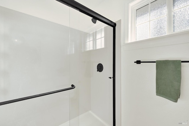 full bath with a shower stall