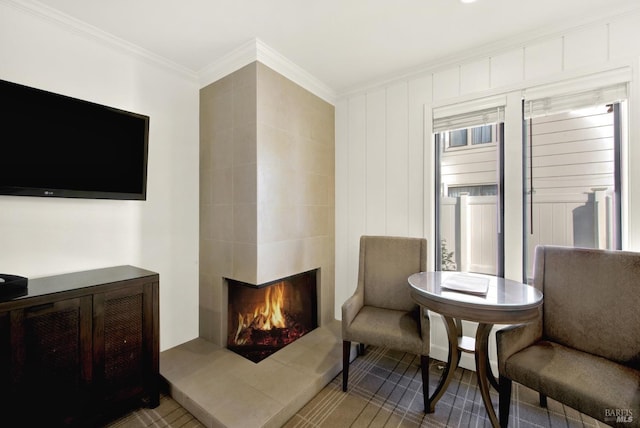 1600 Atlas Peak Rd Unit 286, Napa, CA 94558 - sitting room featuring a tile fireplace and ornamental molding
