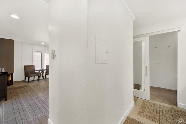 1600 Atlas Peak Rd Unit 286, Napa, CA 94558 - hall featuring ornamental molding, baseboards, recessed lighting, and tile patterned flooring