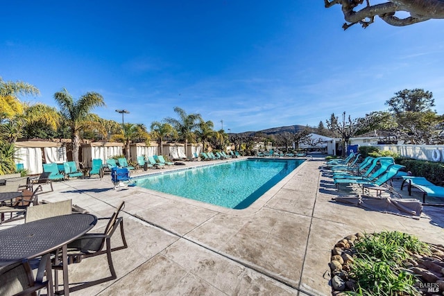 1600 Atlas Peak Rd Unit 286, Napa, CA 94558 - pool featuring a patio, a fenced backyard, and a mountain view