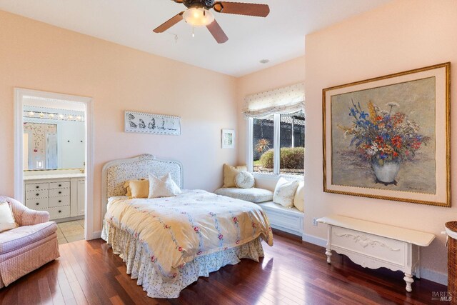 2614 Scotts Right Of Way, Sebastopol, CA 95472 - bedroom with dark wood-style flooring, a closet, and ceiling fan