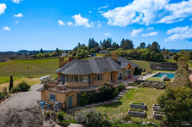 2614 Scotts Right Of Way, Sebastopol, CA 95472 - wooden terrace with a mountain view, a view of countryside, agricultural area, and outdoor dining space