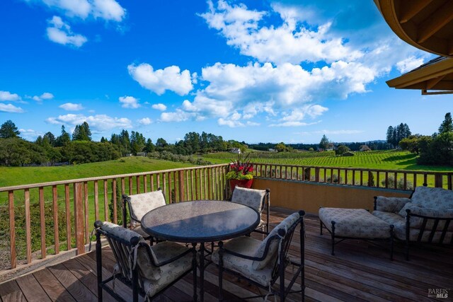 2614 Scotts Right Of Way, Sebastopol, CA 95472 - wooden terrace featuring a mountain view and outdoor dining area