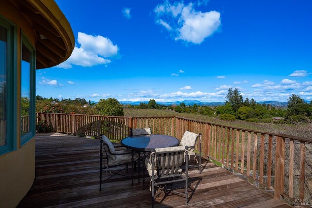 2614 Scotts Right Of Way, Sebastopol, CA 95472 - deck featuring a mountain view and outdoor dining area