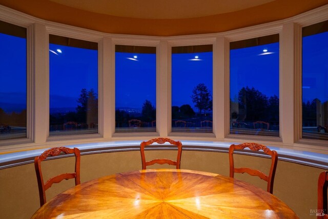 2614 Scotts Right Of Way, Sebastopol, CA 95472 - exterior entry at dusk with stucco siding and roof with shingles