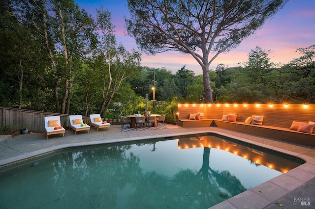 19 Savannah Ave, San Anselmo, CA 94960 - view of pool with outdoor lounge area, fence, a patio, outdoor dining area, and a fenced in pool